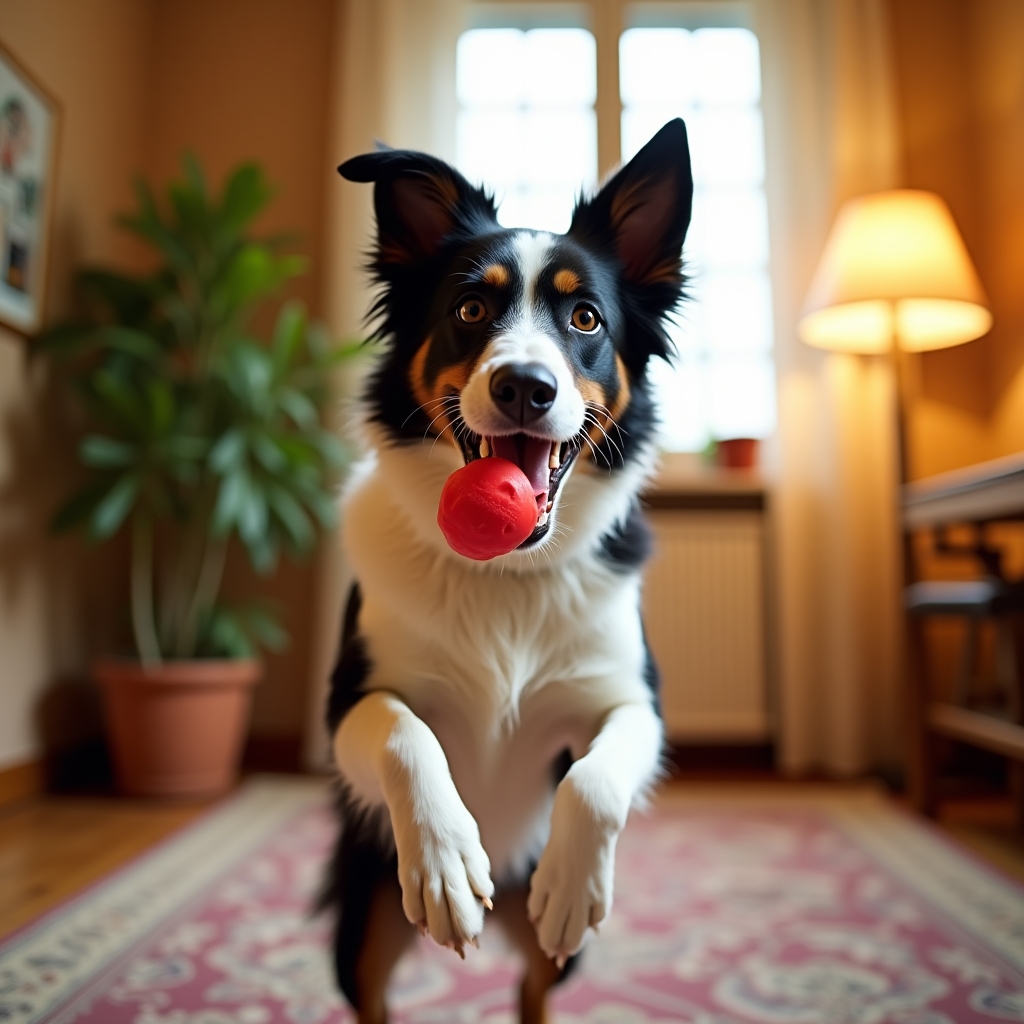 Cane felice durante una visita del dog sitter a domicilio
